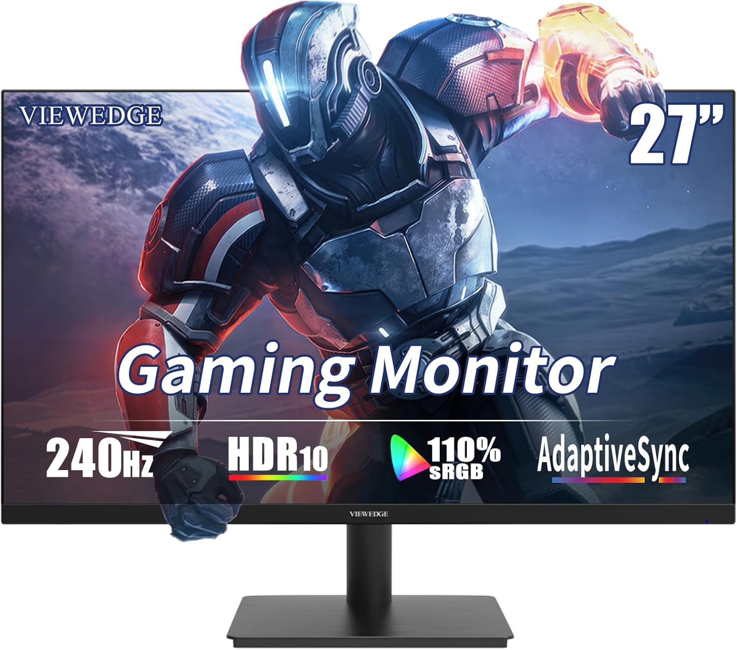 Viewedge 27 inch Gaming Monitor 240 Hz 1ms FHD 1920x1080 Computer Monitor, 110% sRGB HDR10 HDMI x 2 & DP x 2 Port, Built-in Speakers, Support Freesync and Wall Mount