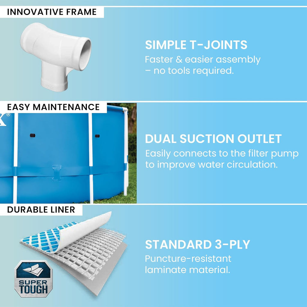 INTEX Metal Frame 12 ft x 30 in Above Ground Pool Set, Round Swimming Pool with Steel Frame, 530 GPH Cartridge Filter Pump, and Type A Filter Cartridge