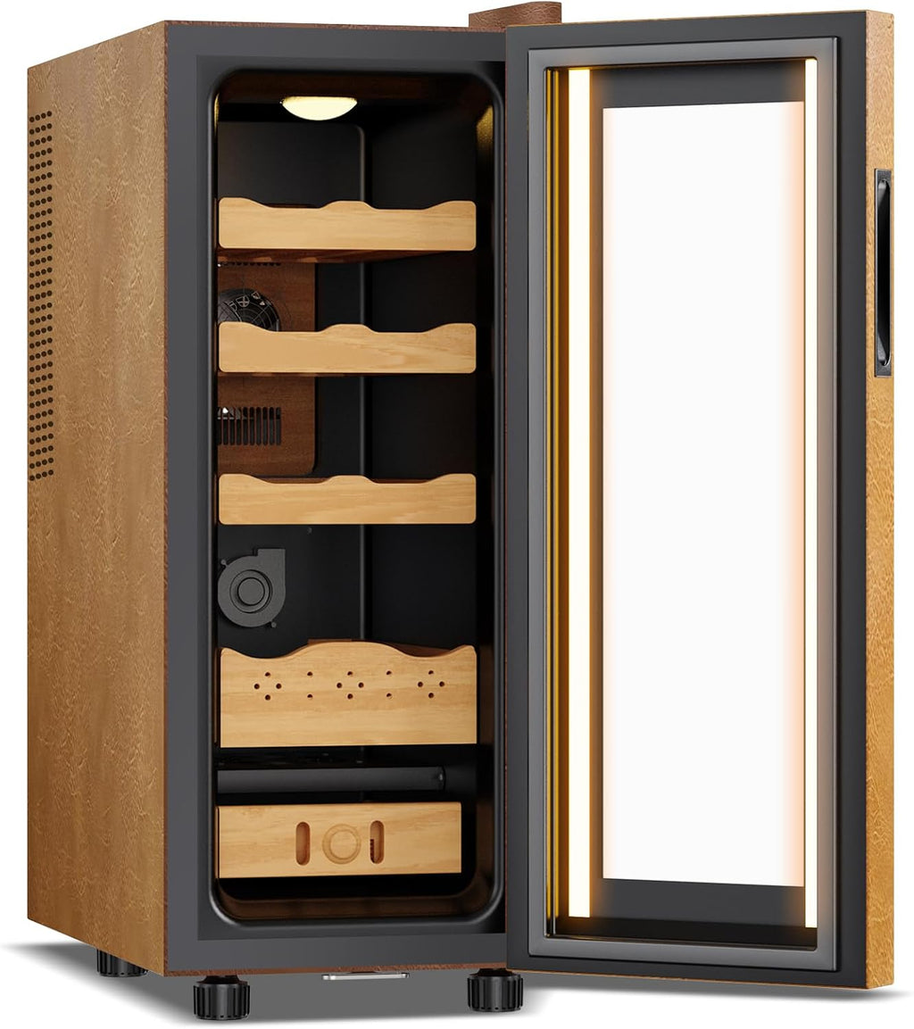 35L Upgraded Electric Humidor, 250 Counts Large Capacity,Thermostatic Electric Cooler Cabinet with Digital LED Screen, Safety Lock,Smart Humidity & Temp Control, Gifts for Men