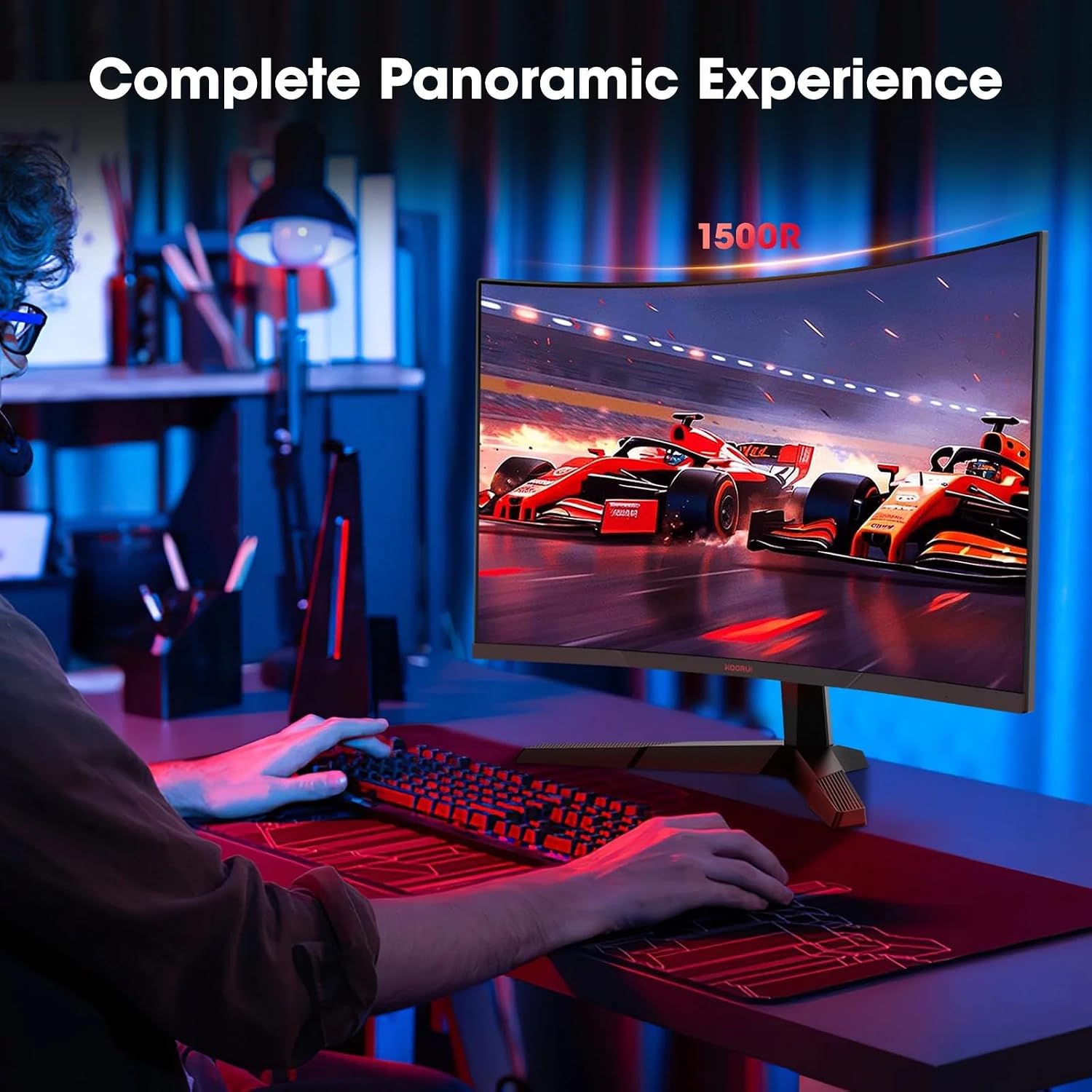 KOORUI 27 inch 2K Curved Gaming Monitor, 180Hz QHD Computer Monitor, 1ms Adaptive-Sync, HDMI/DisplayPort, 27E6QCA