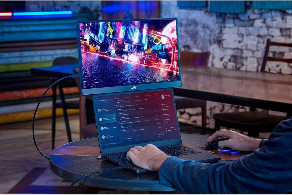 ASUS 17.3' 240Hz Portable Gaming Monitor, ROG Spatha X 19000 DPI Wireless Gaming Mouse with Magnetic Charging Stand Bundle