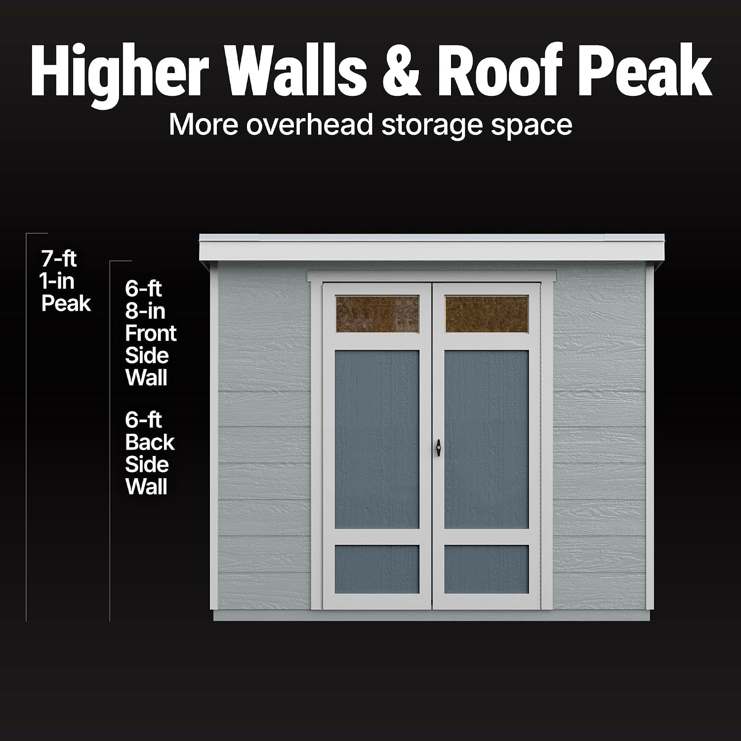 Handy Home Products Highland 8x6 Modern Wooden Storage Shed with Floor Kit and Palram roof- Does not Include Paint