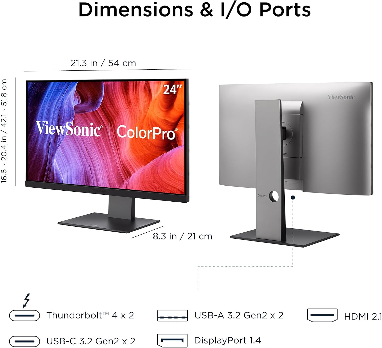 ViewSonic VP2488-4K 24 Inch 4K Mac-Ready Monitor, IPS with 100% sRGB, 98% DCI-P3 and Pantone Validated for Mac Studio and MacBook Pro, Advanced Ergonomics, Thunderbolt 4, USB, HDMI, and DisplayPort