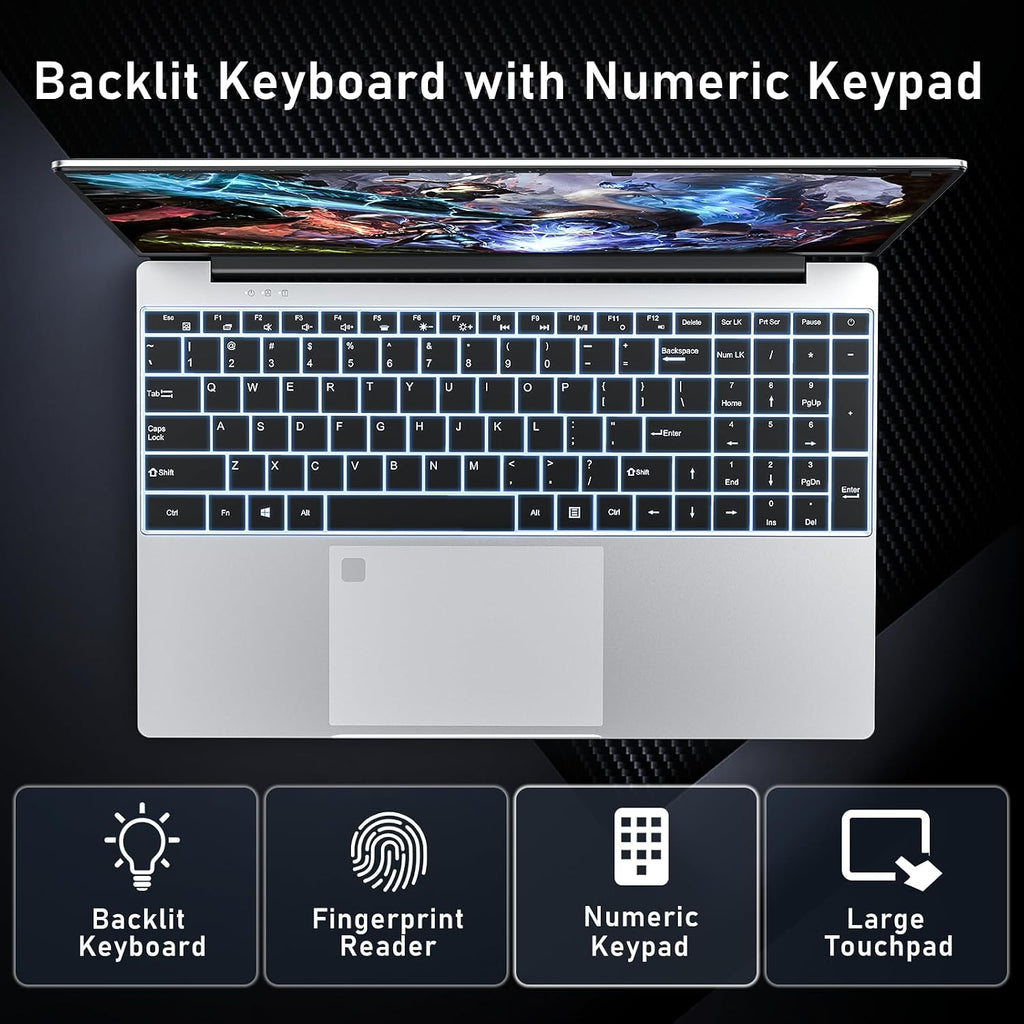 NAIKLULU Gaming Laptop,Window 11 Pro Laptop Computer, 15.6 Inch Lap Top，32GB RAM 1TB SSD,1920 * 1080 Display,WiFi 5,BT5.0,N5095 Processor(up to 2.9Ghz),Backlit Keyboard,Fingerprint Unlock