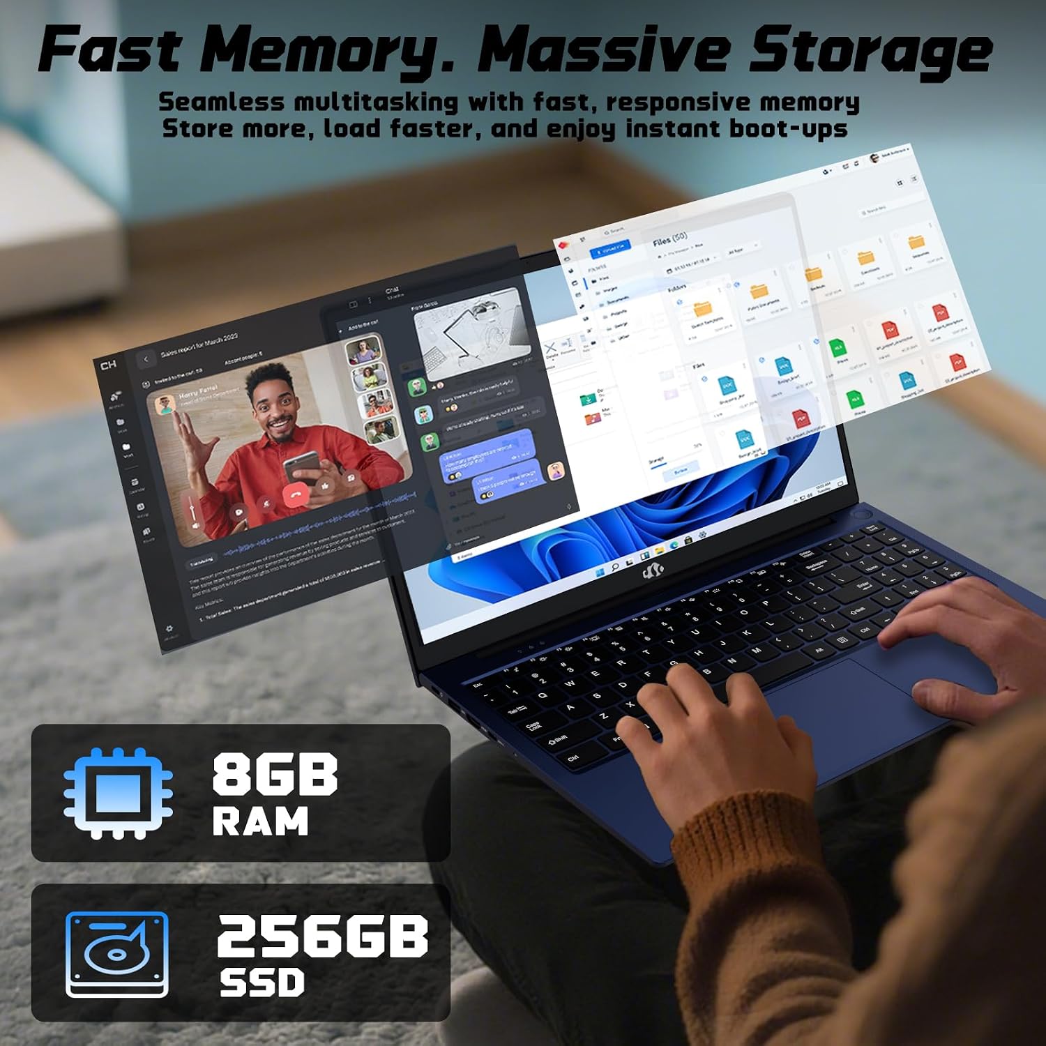 NIMO 17.3' FHD IPS Student-Laptop-Computer - 8GB RAM 256GB SSD Intel Pentium N100(Beat to i3-1115G4, 4 Cores Up to 3.4GHz), 65W Type-C, 2 Years Warranty, Fingerprint, Backlit Keyboard, Wi-Fi 6, BT5.2