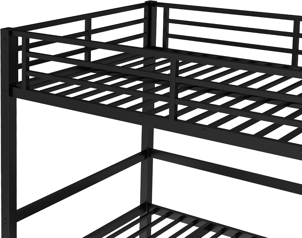 Full Over Full Bunk Bed for Adults, Heavy Duty Bunk Bed can Turns into Full Size Loft Bed with U-Shaped Sofa, Adults Bunk Bed with Safety Rails and Side Ladder, Black(Not Include Cushion)