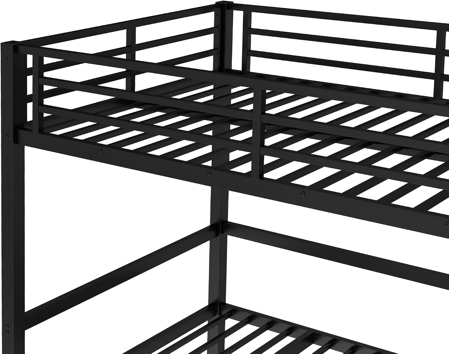 Full Over Full Bunk Bed for Adults, Heavy Duty Bunk Bed can Turns into Full Size Loft Bed with U-Shaped Sofa, Adults Bunk Bed with Safety Rails and Side Ladder, Black(Not Include Cushion)