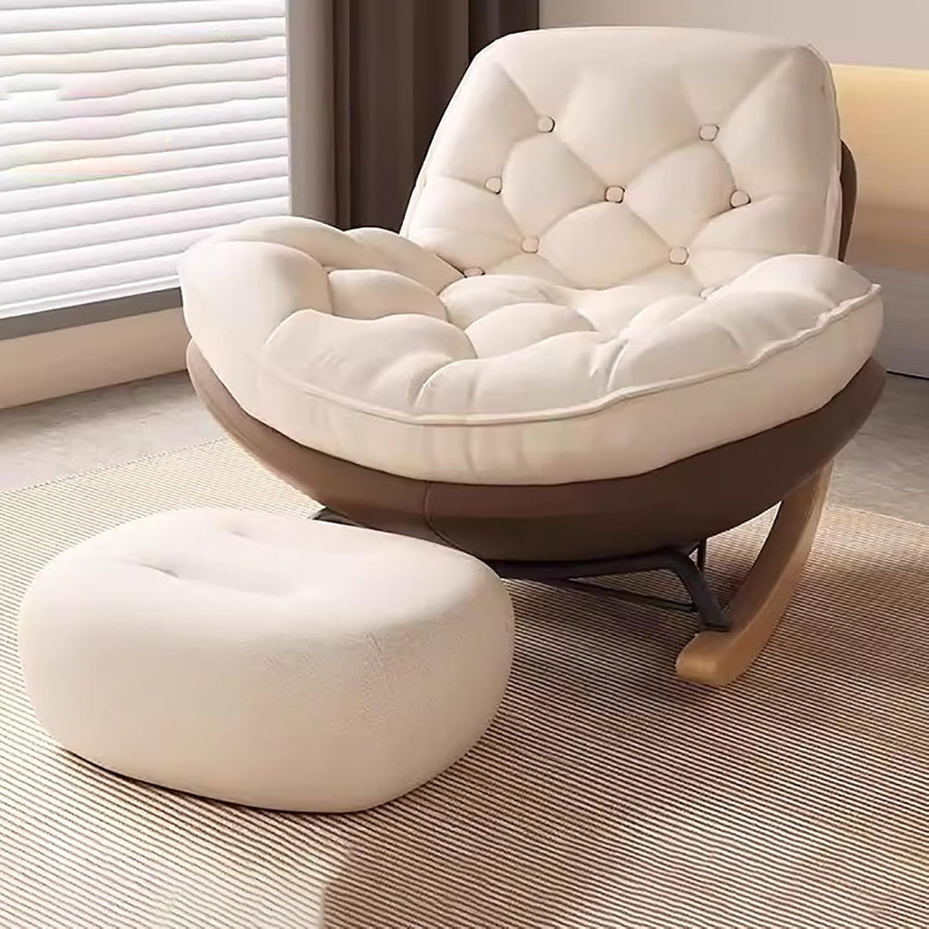 Glider Rocking Chair, Upholstered Rocking Chair Indoor, with Thick Cushion Nursery Rocking Chairs, for Living Room, Bedroom (Color : Brown, Size : B)