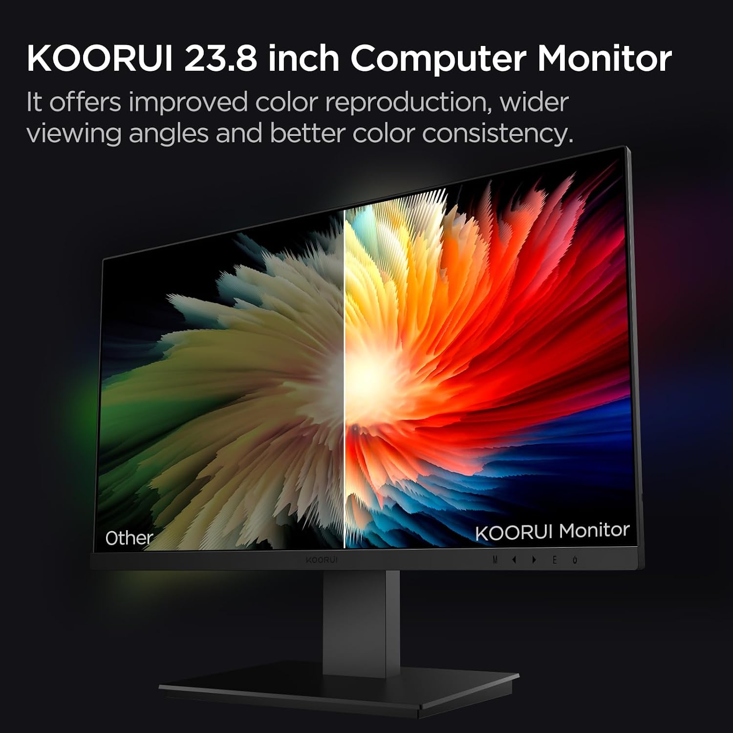 KOORUI 24 Inch Computer Monitor FHD 1920 x 1080p 100HZ, Built-in Speakers, Ultra-Slim Bezels, 75mm VESA Mountable, Tilt Adjustable, HDMI, VGA, Black