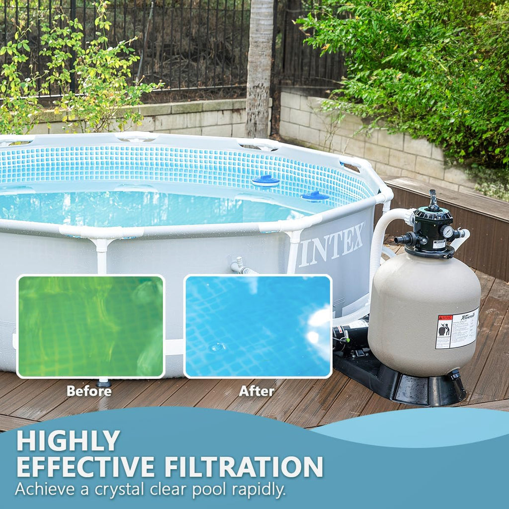 XtremepowerUS 19' Sand Filter 1.5HP Pump 4500 GPH Swimming Pumps System & Filters Combo Set Multi-Port Valve, for Domestic and Commercial Pools up to 18,000 Gallons Pool