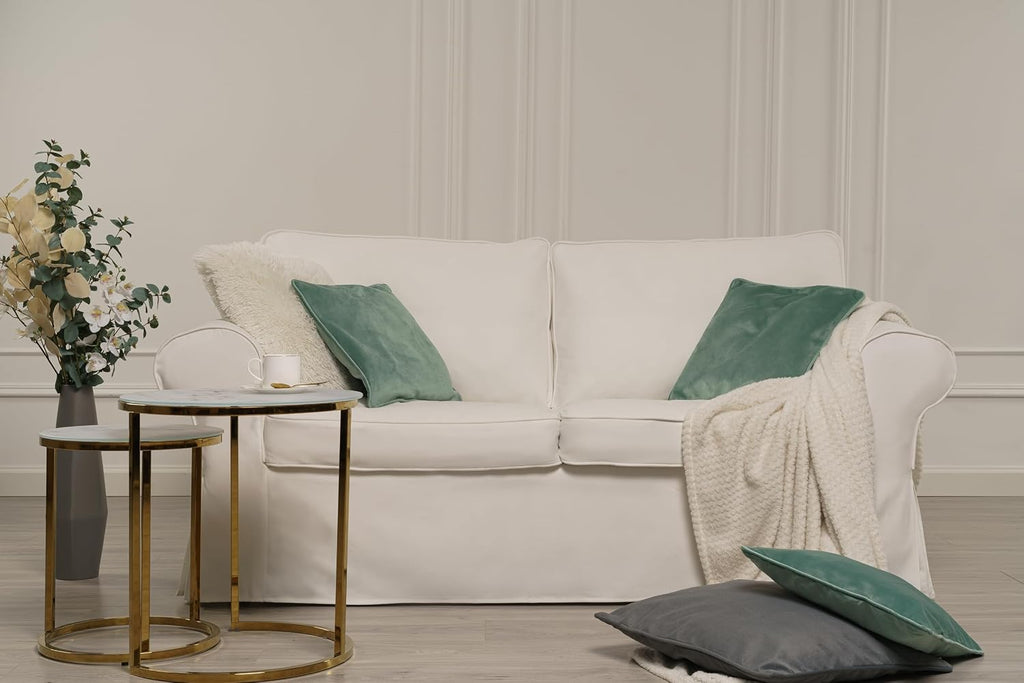 MASTERS OF COVERS Ektorp Loveseat (2 Seat) Sofa Cover Replacment Slipcover Designed for IKEA Ektorp Two Seater Sofa Slipcover (Cool White)-NOT fit Uppland Series Sofa