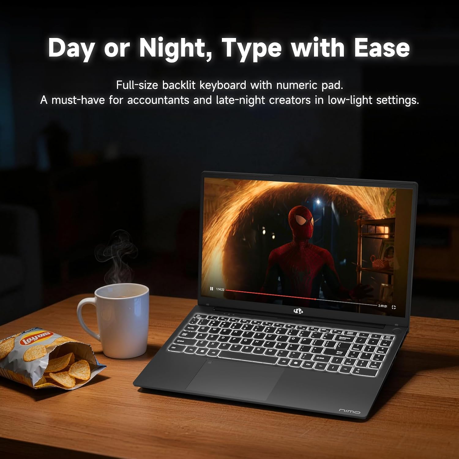 NIMO 15.6' IPS FHD-Student-Laptop, 8GB RAM 256GB SSD N150(Beat to i3-10110U, 4 Cores Up to 3.6GHz) Computer with 2 Years Warranty, 65W Type-C, Fingerprint, Backlit Keyboard, Wi-Fi 6, BT5.2