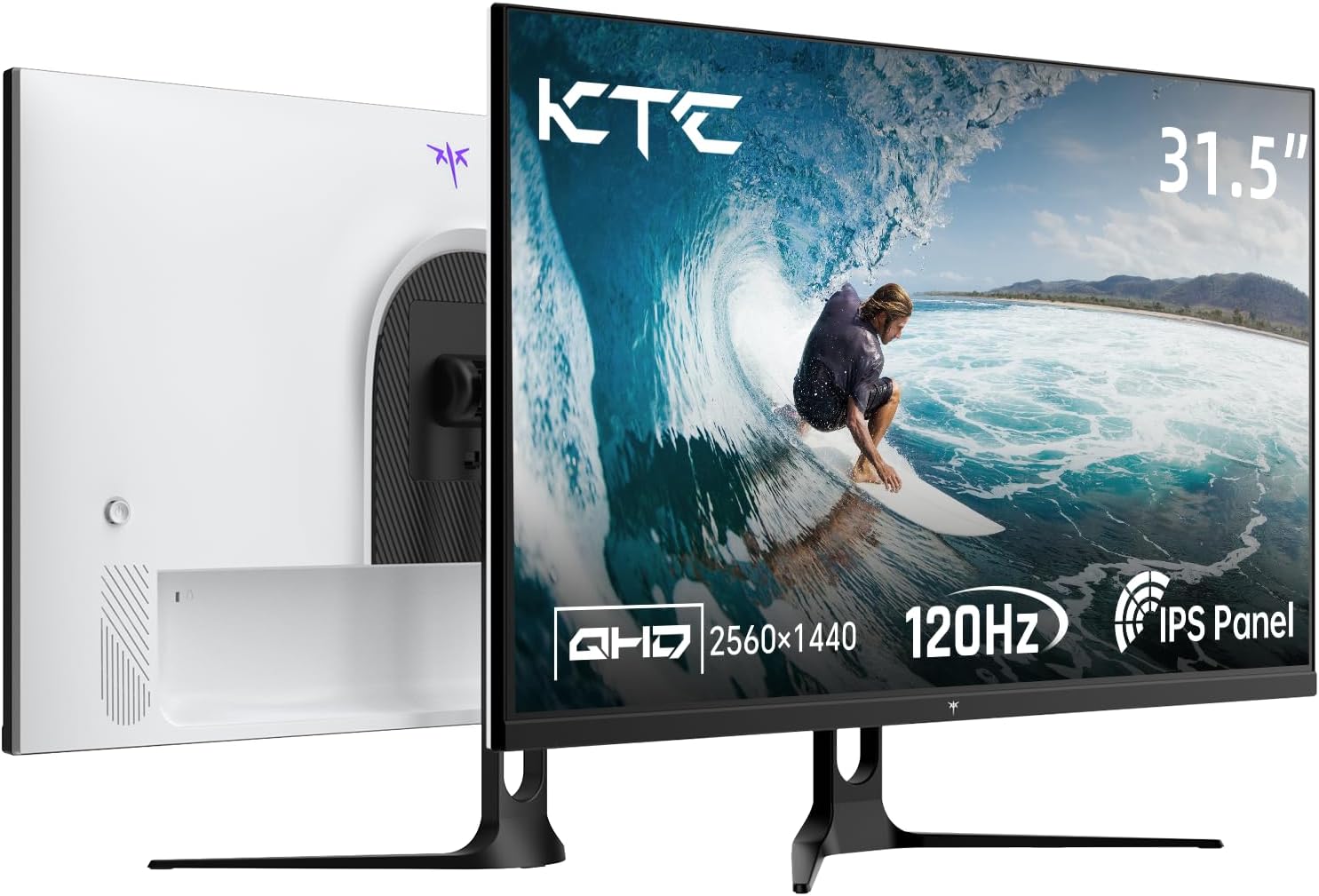 KTC 32 Inch Computer Monitor 2K - 1440P IPS Monitor 120Hz, Adaptive Sync, 109% sRGB, HDR10, Eye Care, HDMI Displayport, Tilt, VESA Compatible for Home Office Gaming, White, H32D6 (Renewed)