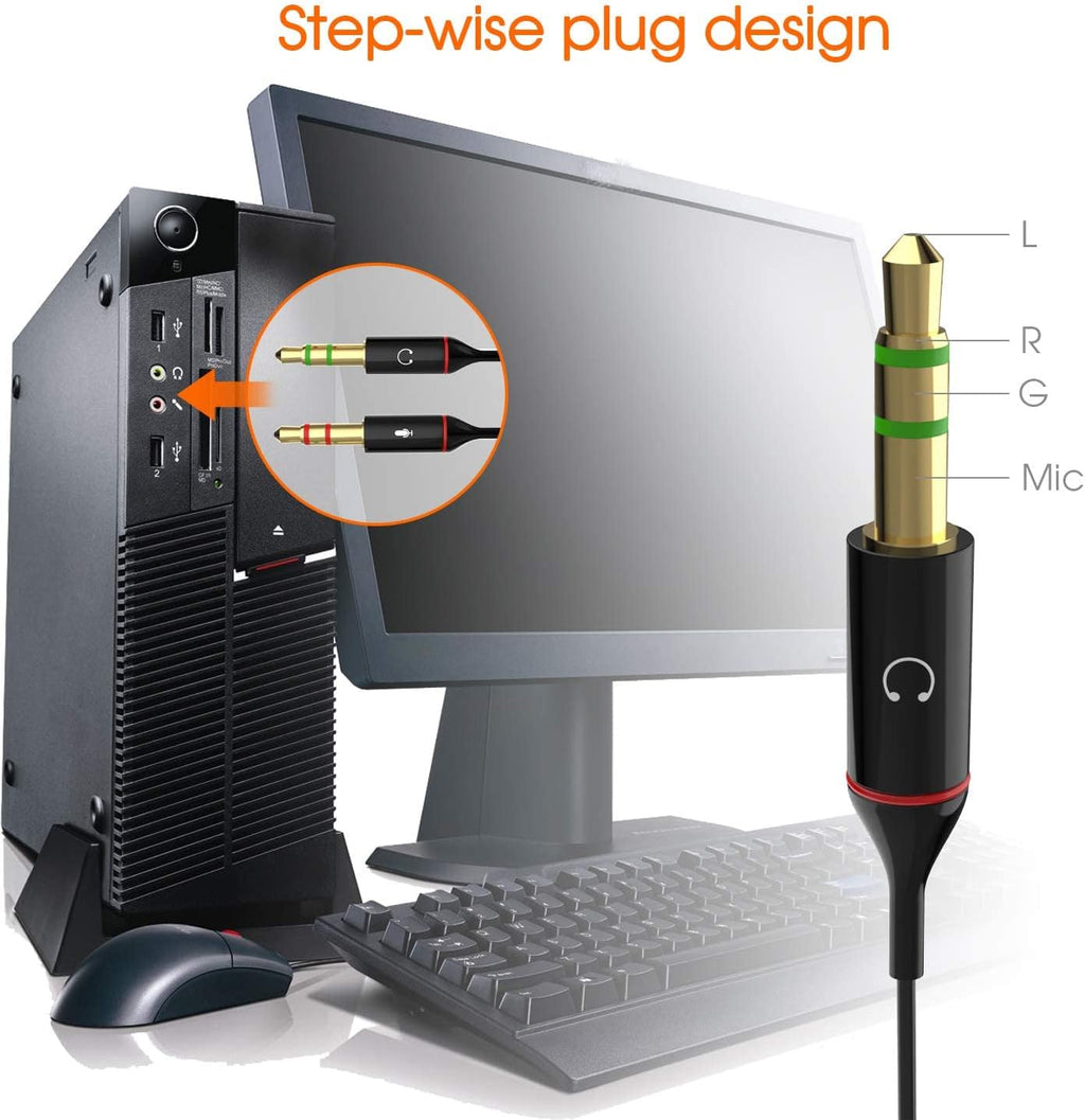 Maeline Headphone Splitter Adapter, 3.5mm Mic Cable for Computer, Headset 3.5mm Female to 2 Dual Male Microphone Audio Stereo Jack Earphones Port to Gaming Speaker PC - 100 Pack