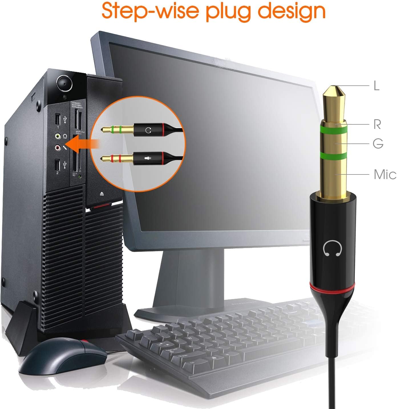 Maeline Headphone Splitter Adapter, 3.5mm Mic Cable for Computer, Headset 3.5mm Female to 2 Dual Male Microphone Audio Stereo Jack Earphones Port to Gaming Speaker PC - 1000 Pack