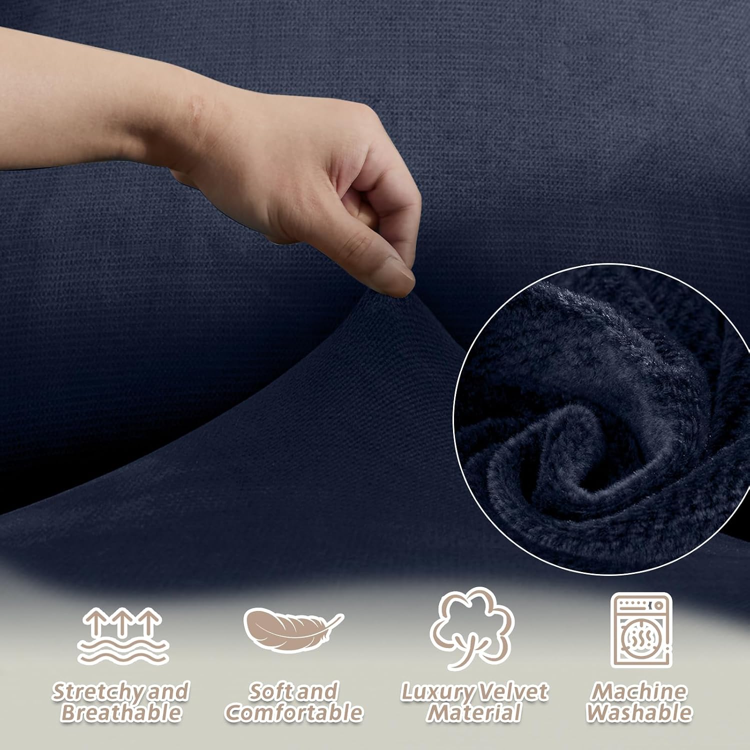 Arfntevss Sectional Recliner Couch Covers Velvet Washable Corner Sectional Sofa Cover for Reclining Stretch Soft Thick L Shape Recliner Slipcover Set (5 Seat with 1 Console Cover, Dark Blue)