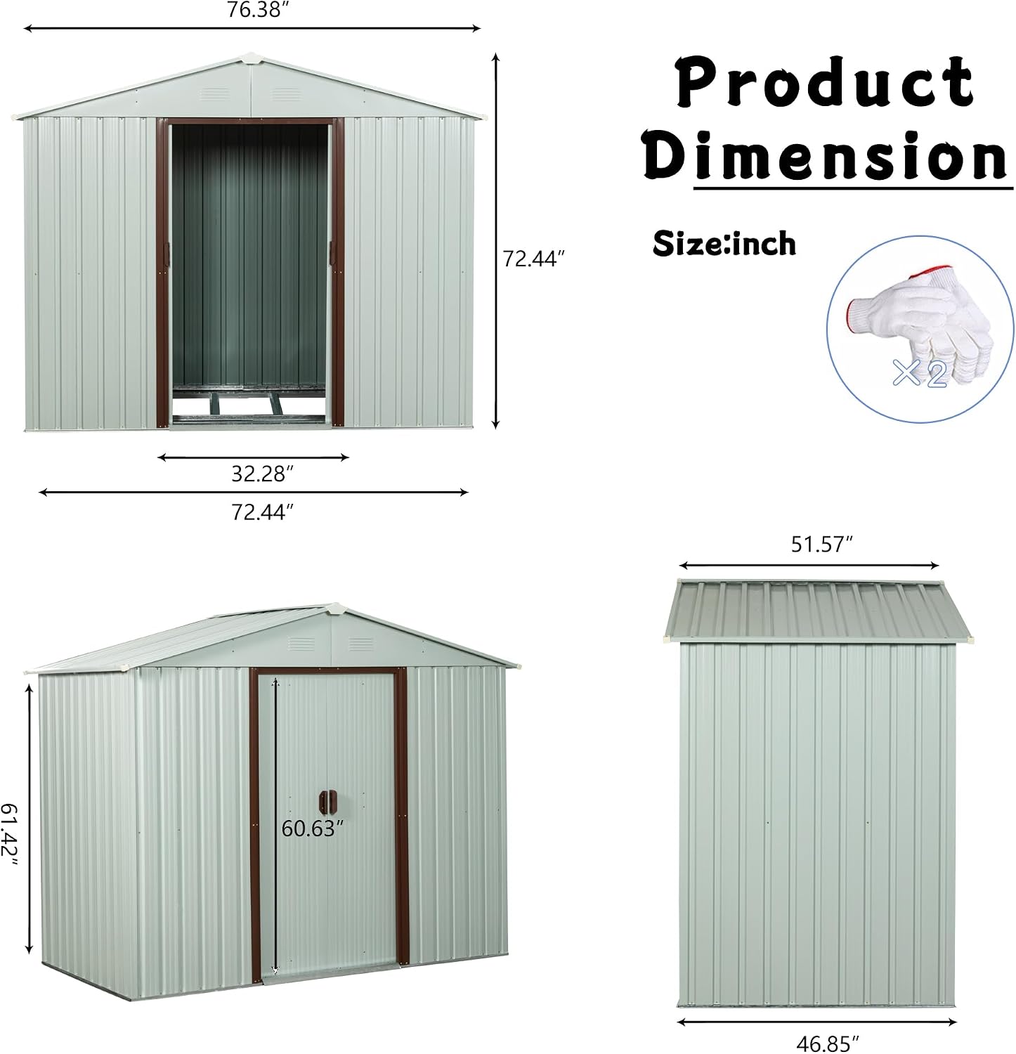 6 x 4 Ft Outdoor Storage Shed, Sturdy Metal Garden Shed with Base Foundation, Waterproof Patio Tools Shed Storage House with Sliding Doors for Backyard Lawn, White