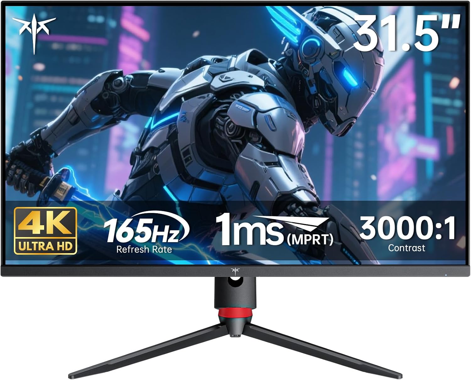 KTC 32 Inch 4K Gaming Monitor, 165Hz UHD (3840x2160P) Fast IPS Screen, 1ms (MPRT), Adaptive Sync, 3000:1 Contrast,121% sRGB,HDMI 2.1 Display Port 1.4, Tilt/Height Adjustment, VESA Mount, H32P22P