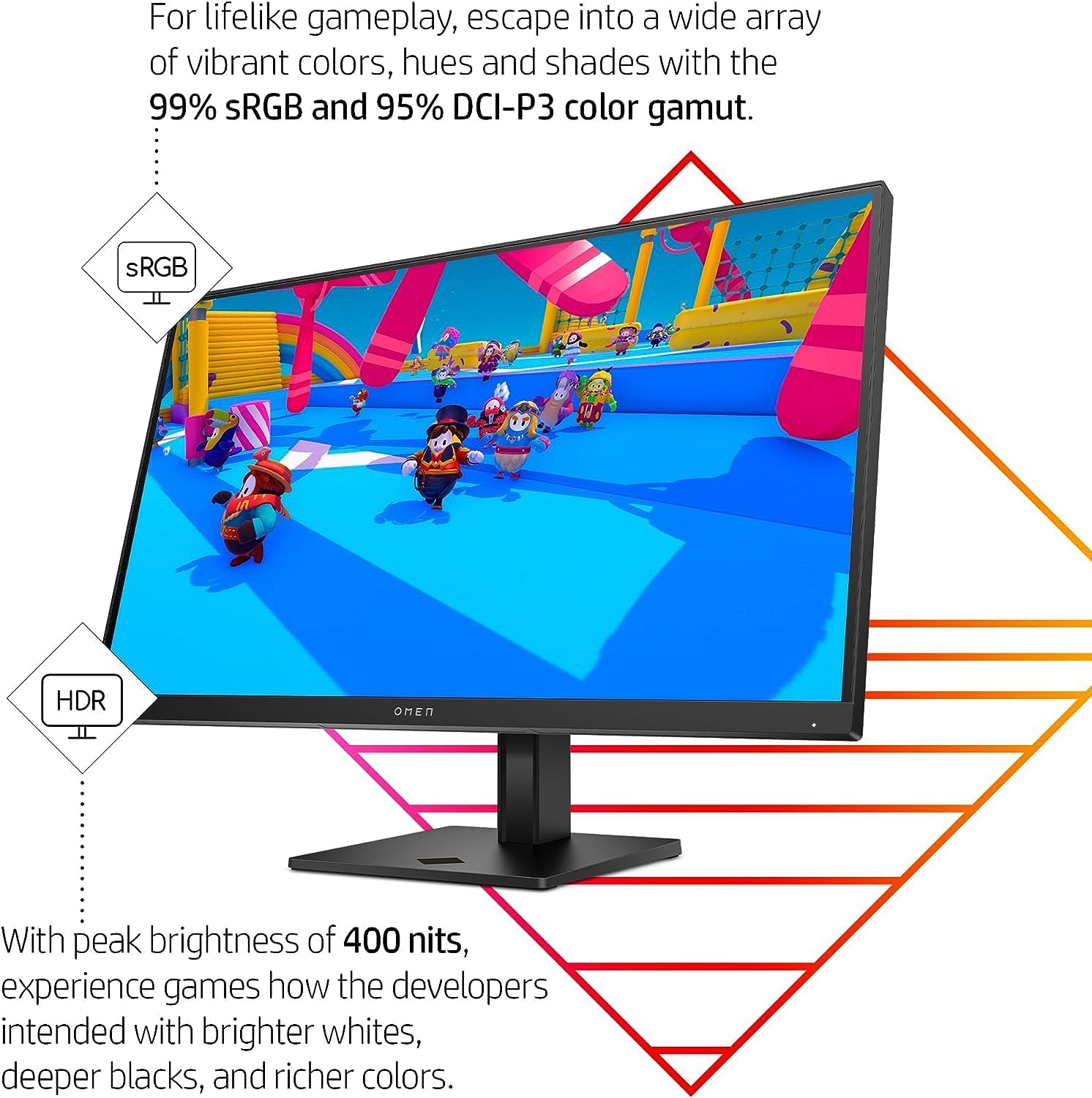 HP OMEN 27q 27 inch QHD Gaming Monitor 165Hz IPS 1ms AMD Freesync Premium Console Compatible DisplayPort Dual HDMI VESA Mountable for Laptop Computer PS5 Xbox Desk Setup, Black (Renewed)