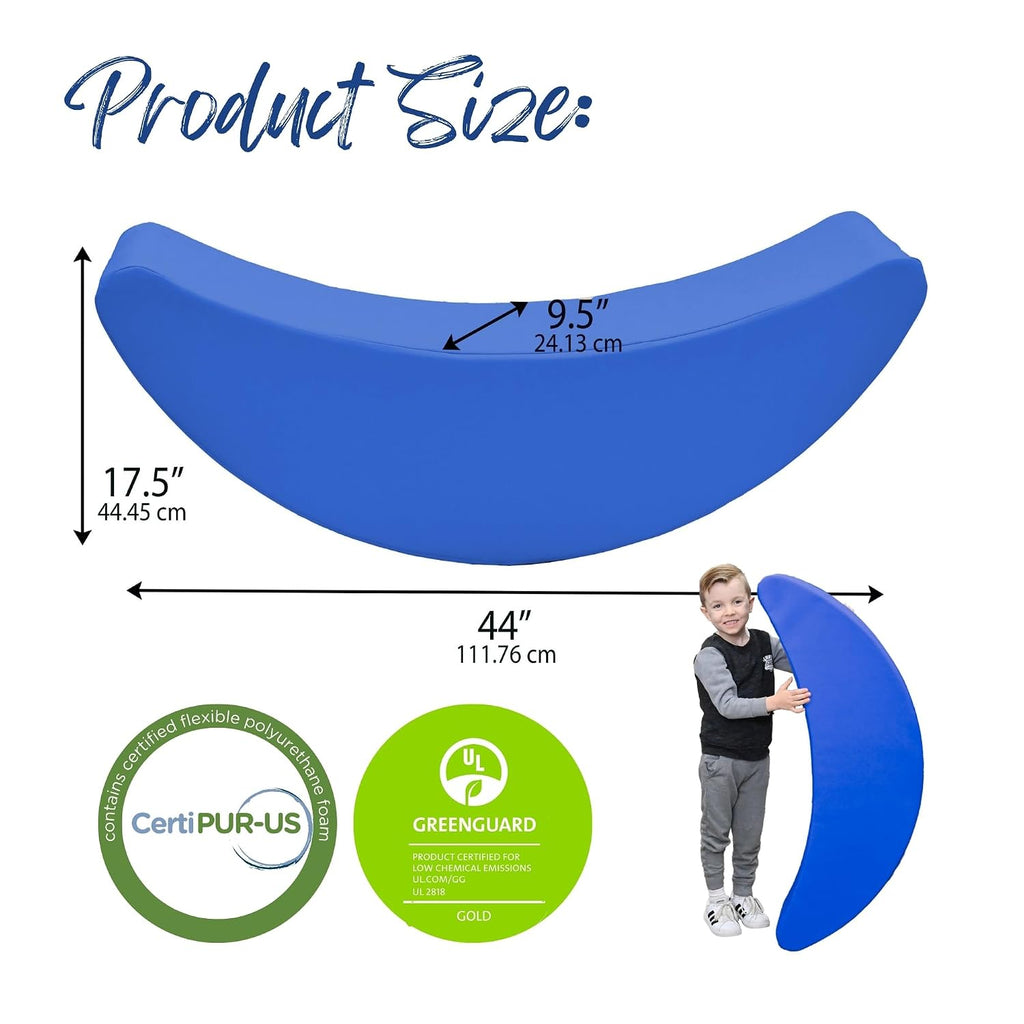 Children's Factory Happy Rocker, Flexible Classroom Seating, Active Seating for Young Learners, Banana Chairs for Kids, Blue