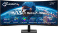 ArcticPro 34inch 200Hz Curved Gaming Monitor, WQHD 3440 * 1440p Computer Monitor, 1ms MPRT, Adaptive sync, 3000:1, 3-Sided Frameless, Ultra Slim, 122% sRGB, Bluelight Filter, HDMI(TMDS)& DP Ports