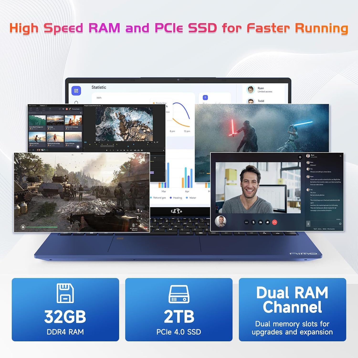 NIMO 17.3' IPS FHD-Business-Laptop, Intel 6 Core i3-1215U 32GB RAM 2TB SSD (Beat i5-1135G7 Up to 4.4GHz) Computer with 65W Type C Fingerprint Backlit Keyboard Wi-Fi 6 Numpad Win 11