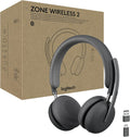 Logitech Zone Wireless 2 Premium Noise Canceling Headset with Hybrid ANC, Bluetooth, USB-C, USB-A, Certified for Microsoft Teams and Fast Pair, Engineered for Intel Evo laptops, Graphite