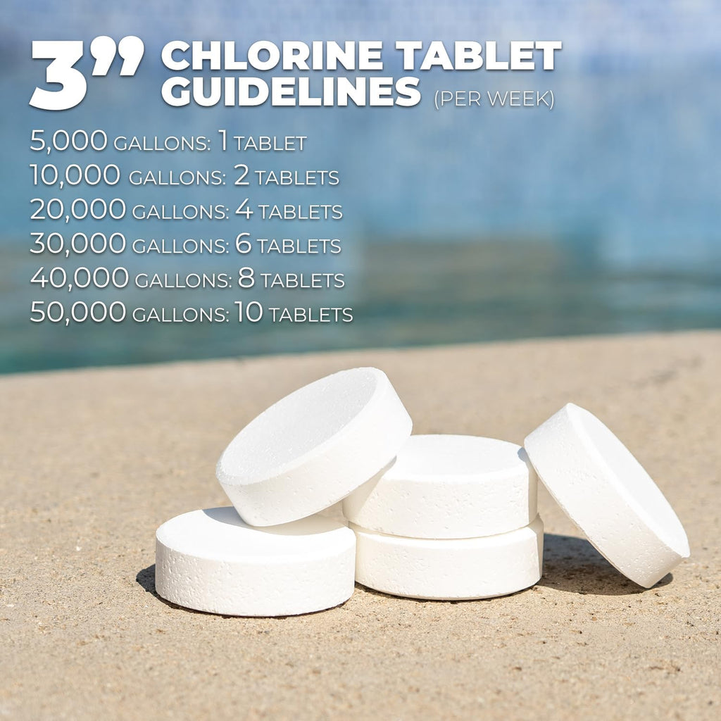 XtremeClear 45lbs Chlorine Tablets, 3' Swimming Pool & Spa Chlorine Tablets Long-Lasting, Slow Dissolving, Chlorine Tabs 3 Inch Tablets Bucket