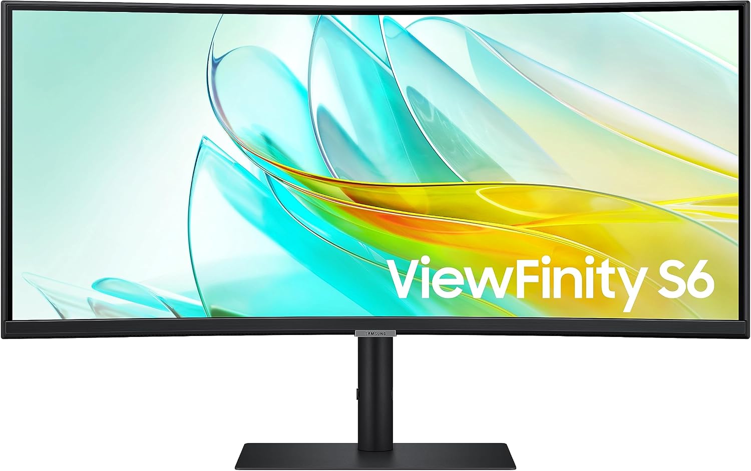 SAMSUNG 34' ViewFinity S65UA Series Ultrawide QHD Curved Monitor, HDR10, 100Hz, 350 nit, USB- C, Adjustable Stand, Intelligent Eye Care, LS34C650UANXGO, Black