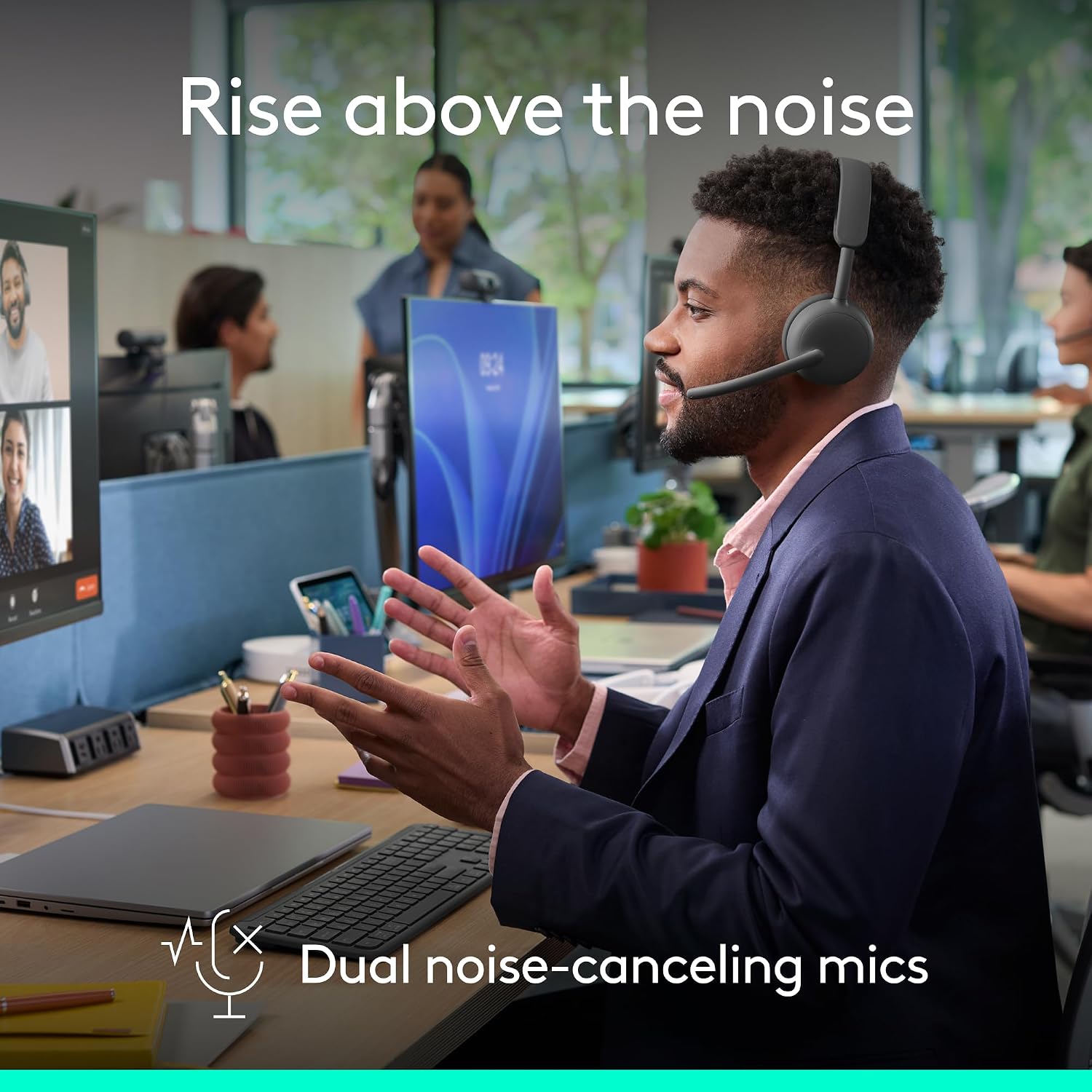 Logitech Zone Wireless 2 ES for Business - Noise-Canceling Wireless Headset with Adaptive Hybrid ANC, Bluetooth, USB-C & USB-A, Zoom & Google Certified - Graphite