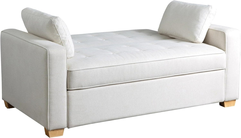 Serta Ainsley 66.5' Convertible Sleeper Loveseat, Full Size, Dreamcoil Comfort, Soft Woven Fabric, Oyster