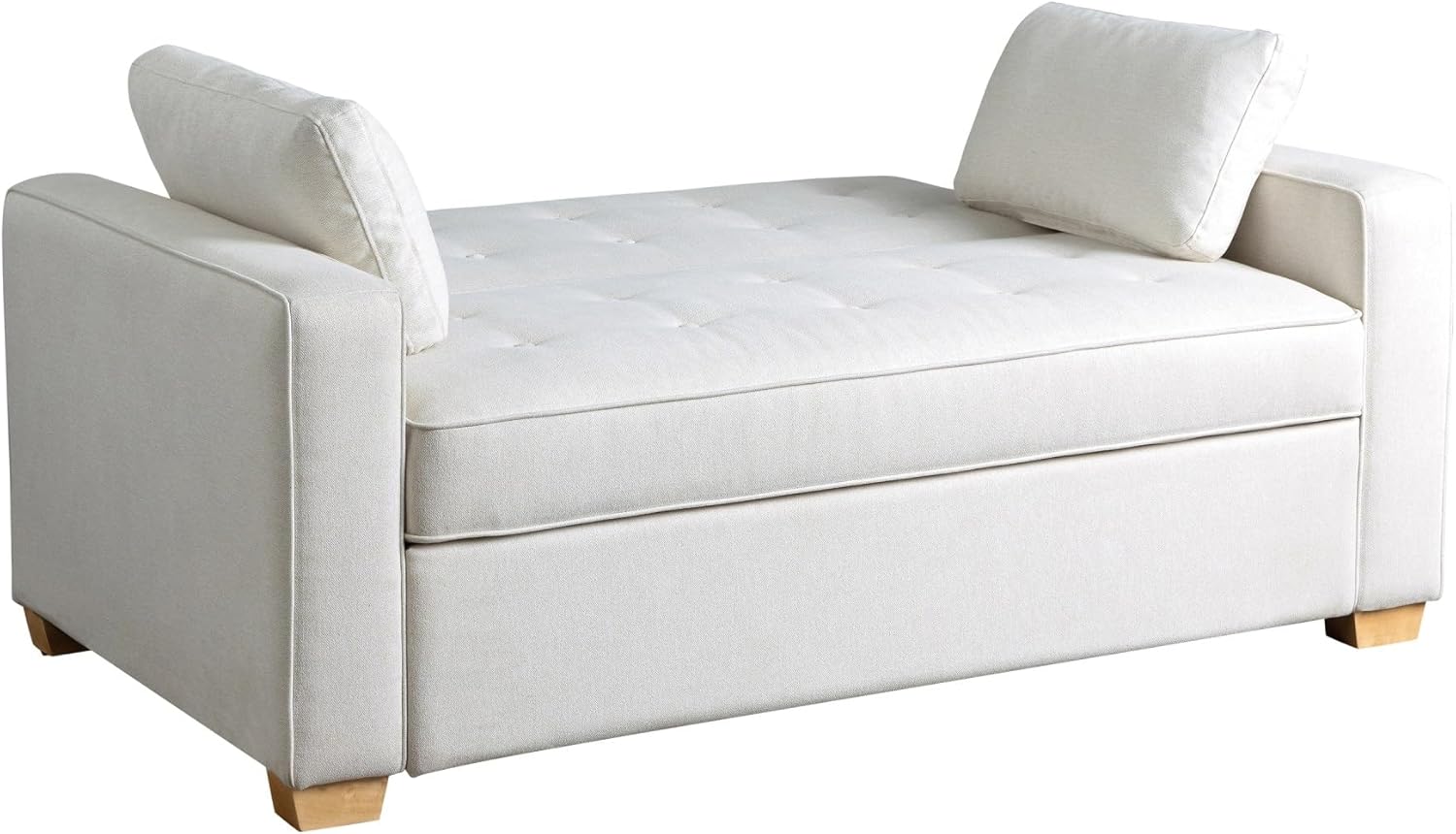 Serta Ainsley 66.5' Convertible Sleeper Loveseat, Full Size, Dreamcoil Comfort, Soft Woven Fabric, Oyster