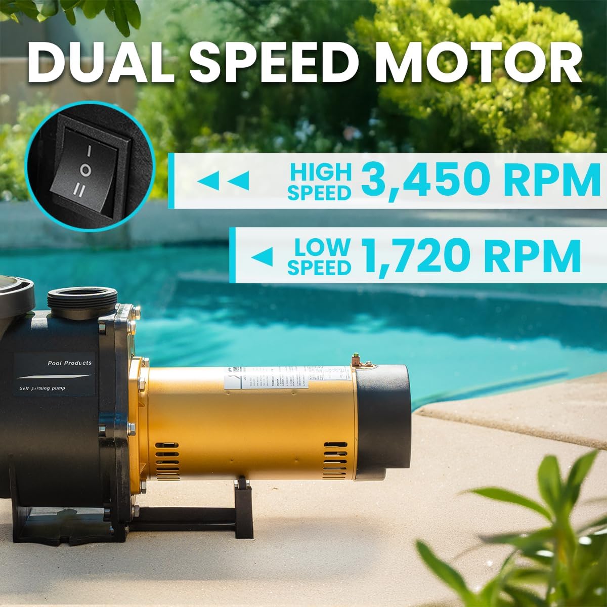 XtremepowerUS 2.0HP Swimming Pool Pump Self Prime for Above Ground/Inground 5850GPH 2' NPT Fitting Slip-On Fitting Adapter Set