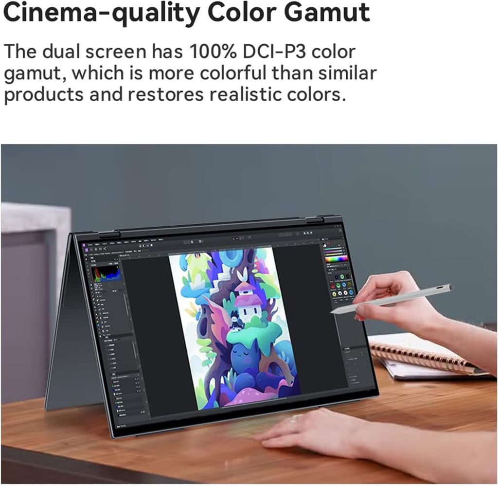 EHOMEWEI X1 Pro Dual Monitor, 2K 60Hz 16'*2 Laptop Expansion Portable Screens 2560 * 1600 100% DCI-P3 HDR 400 cd/㎡ Brightness for Gaming Phone/Switch/Windows MacOS No Stylus Touch