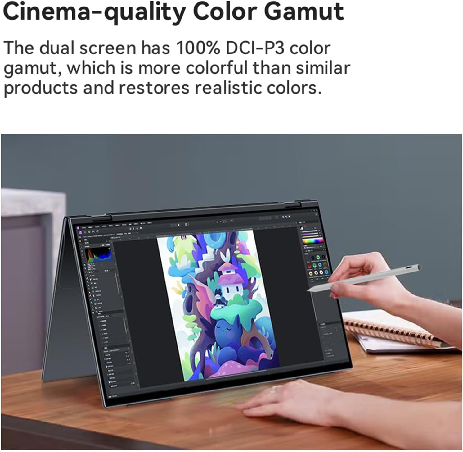 EHOMEWEI X1 Pro Dual Monitor, 2K 60Hz 16'*2 Laptop Expansion Portable Screens 2560 * 1600 100% DCI-P3 HDR 400 cd/㎡ Brightness for Gaming Phone/Switch/Windows MacOS No Stylus Touch