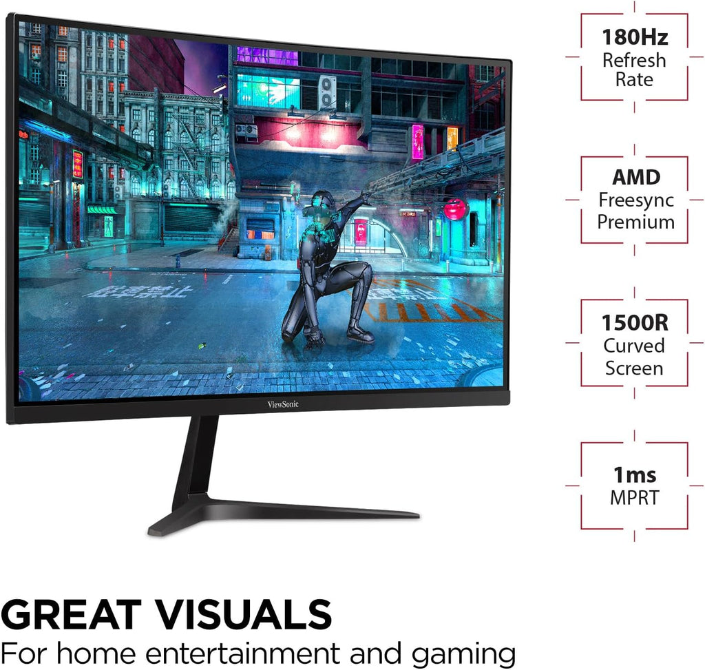 ViewSonic VX2718-2KPC-MHD 27 Inch WQHD 1440p 165Hz 1ms Curved Gaming Monitor with Adaptive-Sync Eye Care HDMI and Display Port (Renewed)