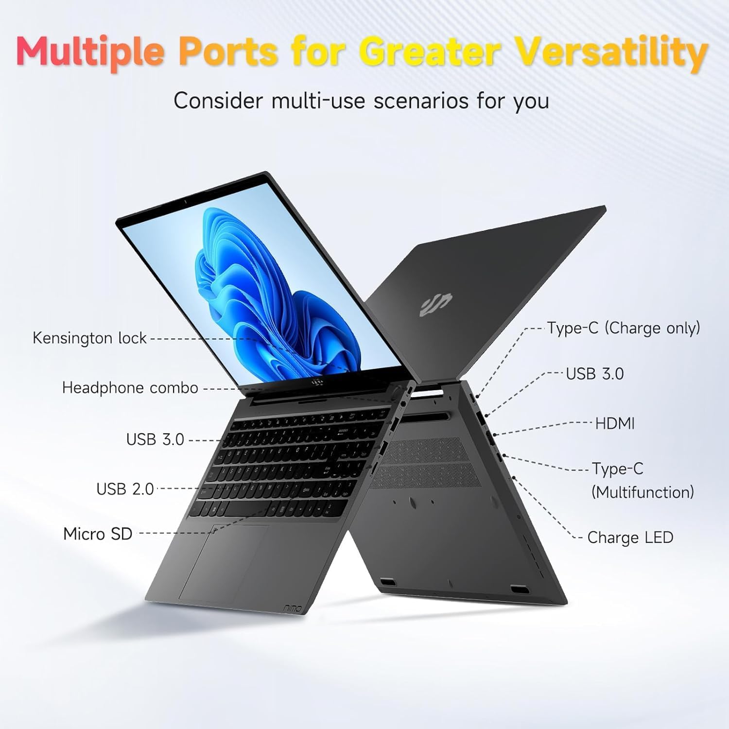 NIMO 15.6 FHD-IPS-Business-Laptop 16GB RAM 1TB SSD 12th Gen Intel Core i3-1215U (6-Cores Up to 4.4GHz Beat i5-1135G7) Fingerprint, Computer with Backlit Keyboard Wi-Fi 6 Win 11 Gray