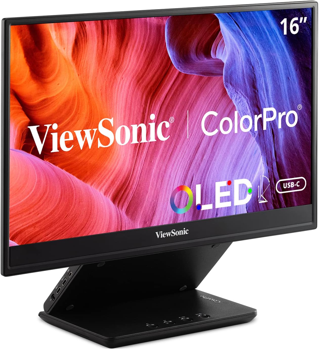 ViewSonic VP16-OLED 15.6' Portable 1080p OLED Monitor with 60W USB-C and mini-HDMI, and Ergonomic Stand(Renewed)