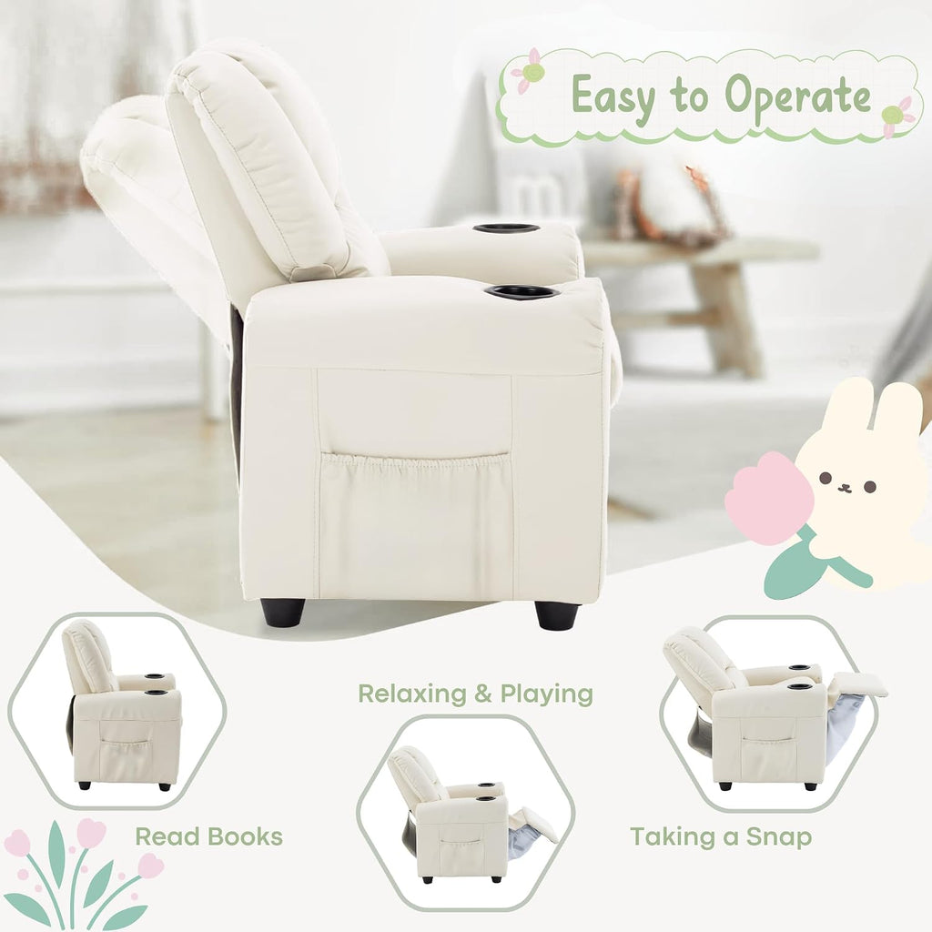 Candy Kids Reclining Chair Leather Recliner Sofa Push Back Toddler Youth Children Child Ages 1-6