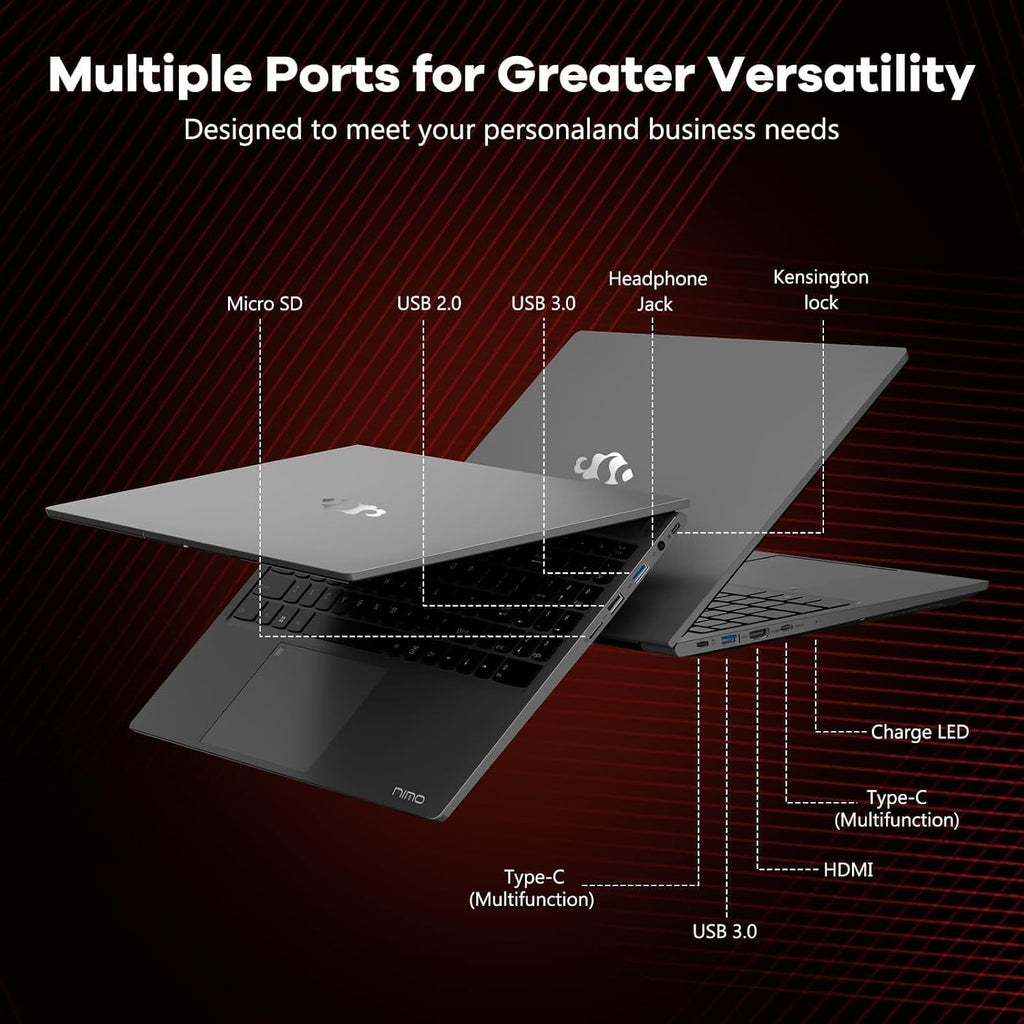 NIMO 15.6' IPS FHD-Gaming-Laptop, 6 Cores AMD Ryzen 5 6600H 32GB DDR5 RAM 1TB SSD (Beat i7-1165G7, Up to 4.5GHz) AMD Radeon 660M GPU-Computer with 100W GaN Type-C Backlit Keyboard Fingerprint Win 11