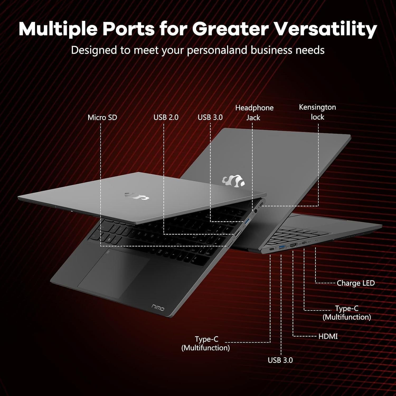 NIMO 15.6' IPS FHD-Gaming-Laptop, 6 Cores AMD Ryzen 5 6600H 32GB DDR5 RAM 1TB SSD (Beat i7-1165G7, Up to 4.5GHz) AMD Radeon 660M GPU-Computer with 100W GaN Type-C Backlit Keyboard Fingerprint Win 11