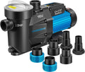 VIVOHOME Self Primming in/Above Ground Swimming Pool Pump w 1.25'' & 1.5' & 2.0'' Unions Energy Saving w/Strainer Baske, 6950 GPH