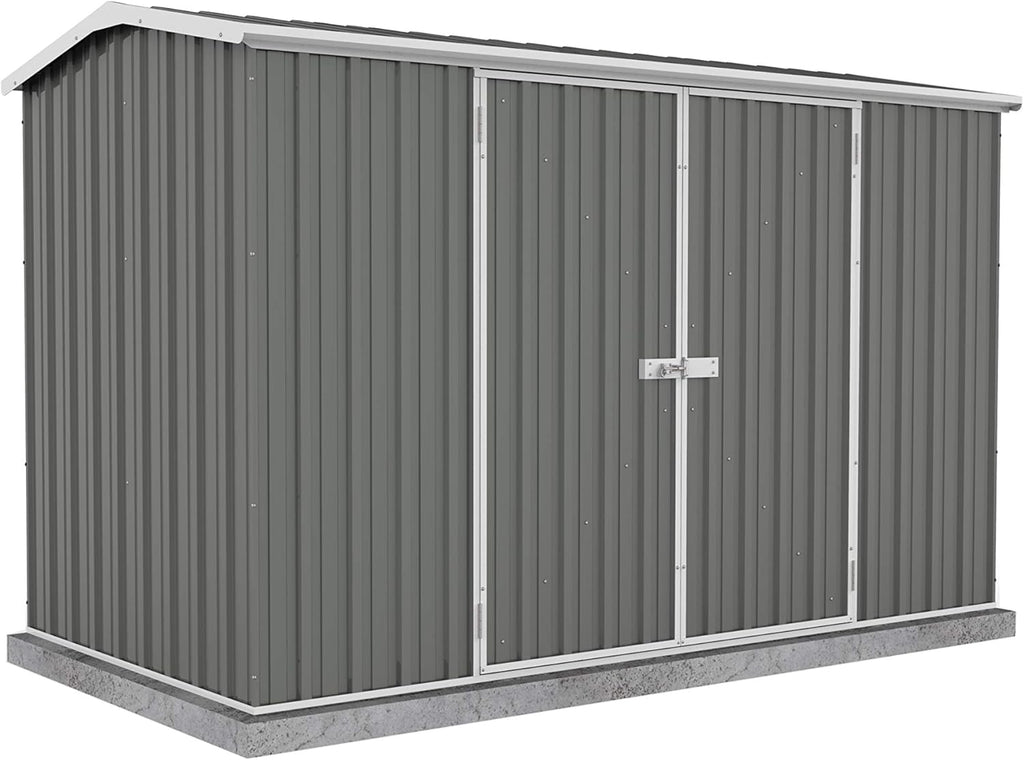 Absco Premier Storage Sheds, 10'x5' Metal Garage, DIY Backyard Shed, Utility Tool Storage, Weather & Wind Resistant Aluminum Panels & Steel Frame, Maintenance-Free, 12 Year Warranty, Woodland Gray