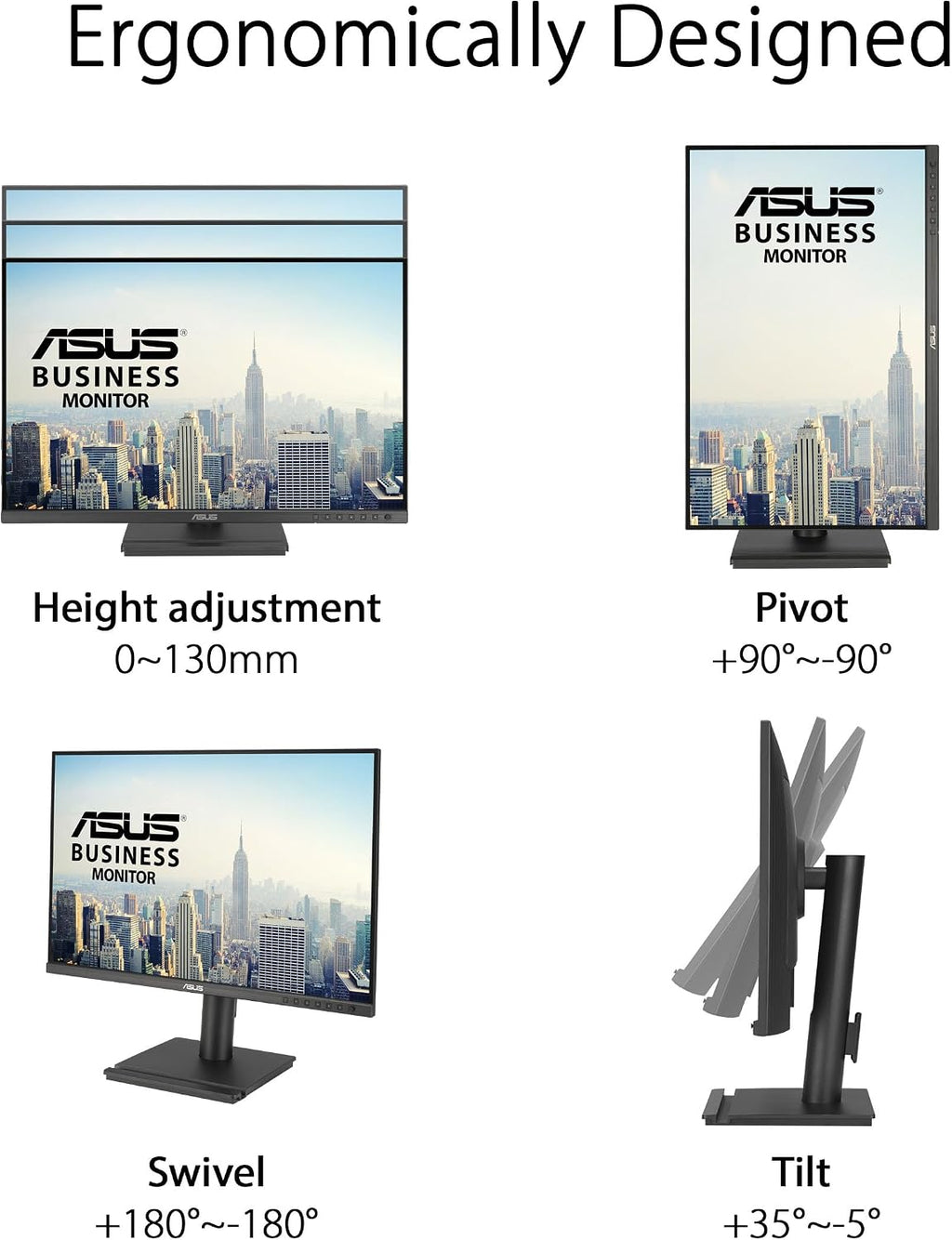 ASUS 24' Docking Monitor (BE248CFN) – WUXGA (1920x1200), IPS, 100Hz, Frameless, USB-C Docking, RJ45, Speakers, Height Adjustable, HDMI, Daisy-Chain, Eye Care, Wall Mountable, 3 yr Warranty