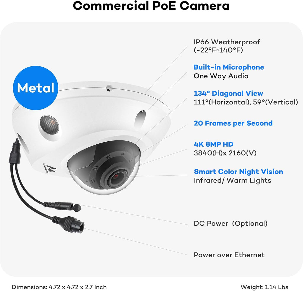 ONWOTE 64 Channel Security Camera System 32MP NVR, Face Recognition& AcuSearch, 2 HDMI Outputs Split Screen, 40x 4K PoE IP Cameras, AI Color Night, 64CH Commercial NVR 16TB, 8 HDD Ports Support 128TB