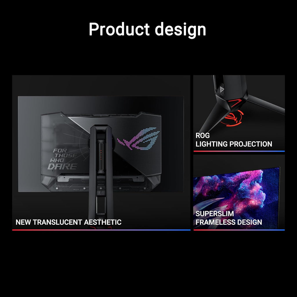 ASUS ROG Swift OLED PG27AQDP gaming monitor ― 27-inch WOLED, 480Hz, 0.03ms, G-SYNC® compatible, custom heatsink, ASUS OLED Care+, AI Assistant, uniform brightness, 99% DCI-P3, and DisplayWidget Center
