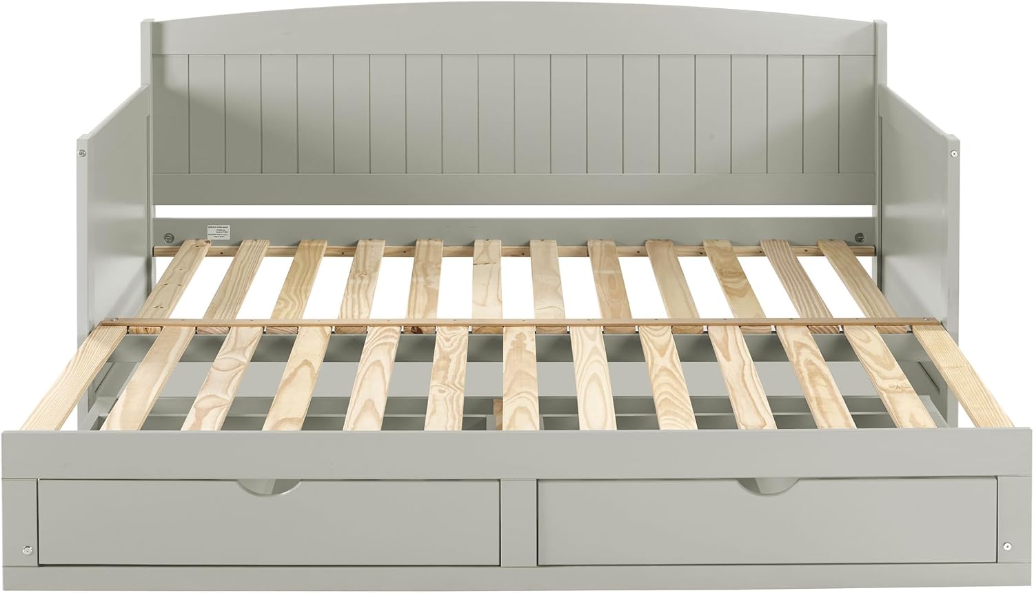 Alaterre Furniture Harmony Twin to King Daybed with Pop Up Trundle Bed - Solid Wood Twin Day Bed with 2 Pull-Out Storage Drawers and 400lb Capacity - For Kids, Guest Room, Living Room (Dove Gray)