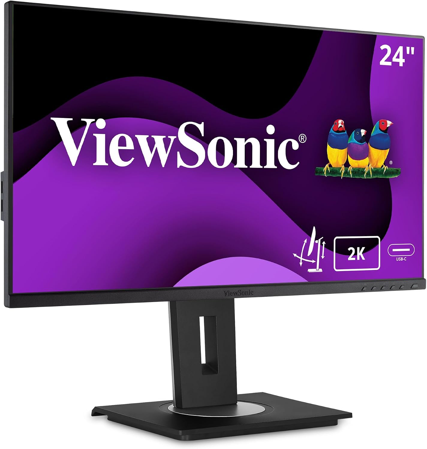 ViewSonic VG2455-2K 24 Inch 1440p Monitor, IPS Display with 60W USB-C for Smooth Home and Office Productivity, Full Ergonomic Adjustability, HDMI, and DisplayPort Inputs