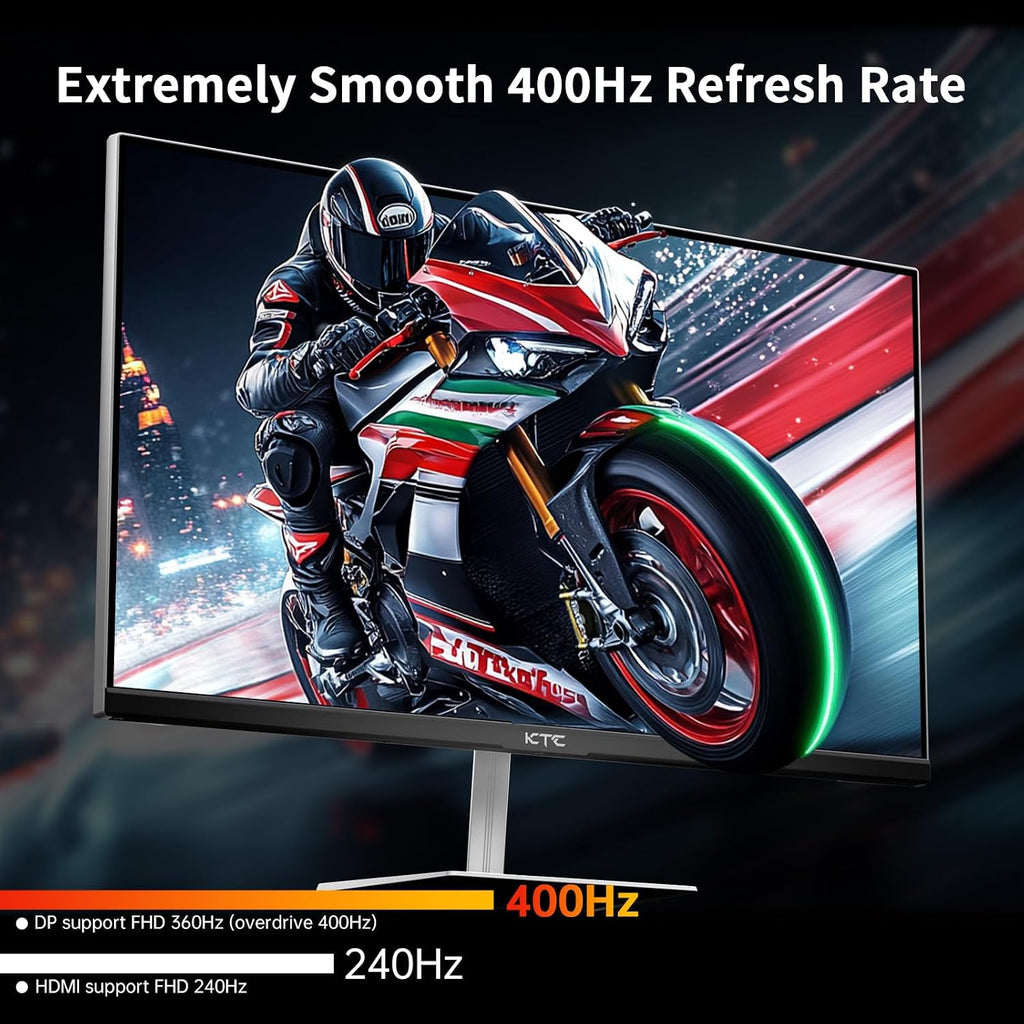 KTC 24.5 Inch 400Hz Gaming Monitor, FHD 1080P 240Hz Computer Monitor, Fast IPS, FreeSync/G-Sync Compatible, HDR400, DisplayPort x2 HDMI x2, VESA, Tilt Adjustable,H25X7 (Renewed)