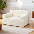 YEPDIN Folding Sofa Bed,Convertible Sofa Bed with Armrest Foldable Sleeper Chair, Portable Folding 4-in-1 Floor Sofa with Convertible Lounge Chair for Living Room,Bedroom,Washable Cover,White Single